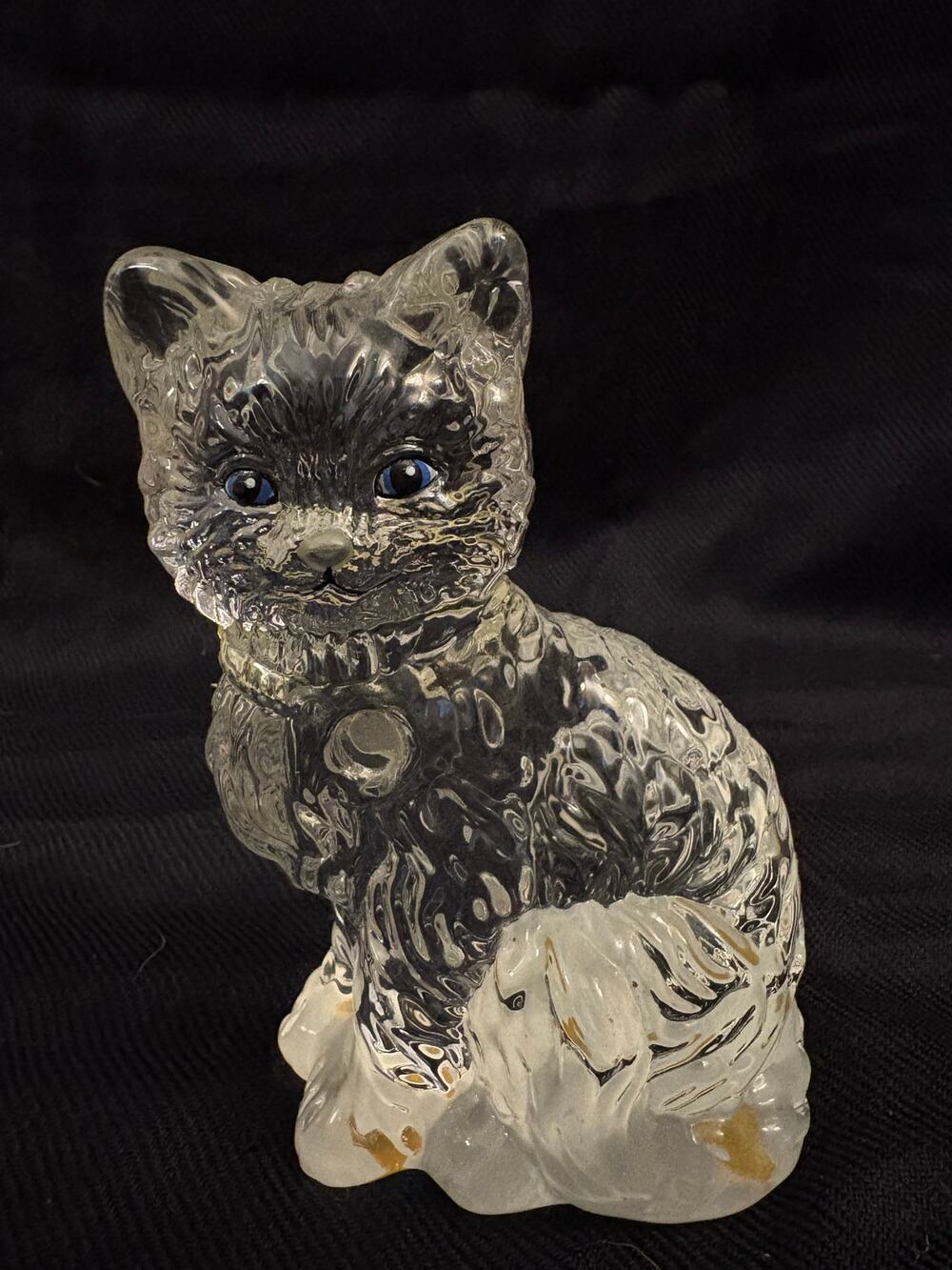 Solid Glass Kitty Cat Kitten Figurine Cottagecore Grandmacore Heavy